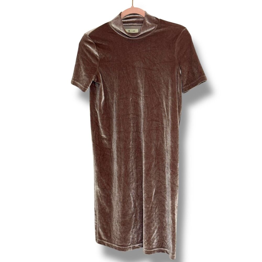 Madewell Mauve Velvet Mock Neck Shift Dress | Women's Size XXS | Fall Cozy Dress